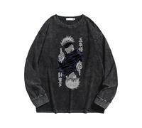 Anjinguang Anime JJK Gojo Satoru Sweat à capuche unisexe délavé ancien vintage JJK Cosplay Costume à manches longues Sweatshirt décontracté Pull Top, Type 3, XL