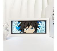 Anjinguang Boîte lumineuse LED Tanjiro Nezuko 3D découpée en papier avec cadre photo RVB 16 couleurs changeantes - Cadeau idéal pour les fans
