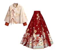 Anjinguang Ensemble 2 pièces pour femme avec visage de cheval - Robe chanfu chinoise - Dynastie chanson - Robe mamienne - Hanbok - Costume traditionnel chinois - Mode quotidienne - Longue oscillation