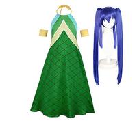 Anjinguang Fairy Tail Costume complet Wendy Marvell pour femme avec robe et perruque pour Halloween, carnaval, fête de Noël
