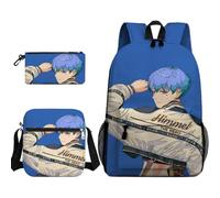 Anjinguang Frieren Sac à dos 3 pièces Himmel/Fougère/Stark Anime Sac d'école imprimé 3D avec sac à bandoulière et sac de papeterie Sac à dos léger 3 en 1 Sac à dos de voyage, Type 4, Taille unique