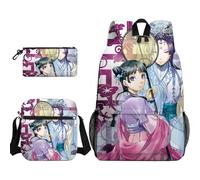 Anjinguang Jinshi Ensemble de 3 sacs à dos avec sac à déjeuner et sac de papeterie pour adolescents et étudiants Motif dessin animé Maomao, Type 11, Taille unique, Ensemble cartable