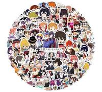 Anjinguang Lot de 100 trousses autocollantes Bungo Stray Dogs Dazai Osamu Nakahara Chuuya Anime Papeterie Étudiant, 100 pièces., 4-8cm