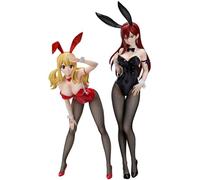 Anjinguang Lot de 2 figurines Anime Fairy Tail de 47 cm Erza Scarlet et figurine Lucy Heartfilia de 38 cm, lapin en soie noire Ver. Figurine manga en PVC, sculpture faite à la main