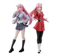 Anjinguang Lot de 2 figurines d'action Darling In The Franxx Zero Two - Uniforme JK de 19 cm et costume de combat 02 de 17,5 cm - Figurine de collection de personnage de bureau