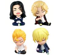 Anjinguang Lot de 4 figurines d'anime Baji Keisuke/Matsuno Chifuyu/Hanagaki Takemichi en pose assise, modèle édition endormie, figurine de collection pour décoration de gâteau 5,5 cm