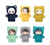 Anjinguang Lot de 6 figurines Anime JJK Gojo Satoru - Figurine d'action - 14 cm - Geto Suguru - En peluche - Style pyjama - Modèle JJK - Article de collection - Décoration de bureau - Cadeaux