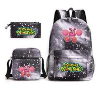 Anjinguang My Singing Monsters Sac à dos 3 pièces avec impression 3D pour étudiants, adolescents, cadeaux de Noël et d'anniversaire, Type 5, Taille unique, Ensemble cartable