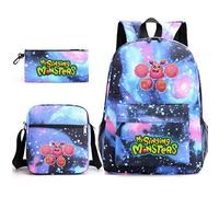 Anjinguang My Singing Monsters Sac à dos 3 pièces avec impression 3D pour étudiants, adolescents, cadeaux de Noël et d'anniversaire, Type 4, Taille unique, Ensemble cartable