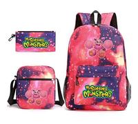 Anjinguang My Singing Monsters Sac à dos 3 pièces avec impression 3D pour étudiants, adolescents, cadeaux de Noël et d'anniversaire, Type 6, Taille unique, Ensemble cartable