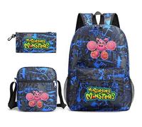 Anjinguang My Singing Monsters Sac à dos 3 pièces avec impression 3D pour étudiants, adolescents, cadeaux de Noël et d'anniversaire, Type 3, Taille unique, Ensemble cartable