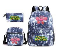 Anjinguang My Singing Monsters Sac à dos 3 pièces avec impression 3D pour étudiants, adolescents, cadeaux de Noël et d'anniversaire, Type 7., Taille unique, Ensemble cartable