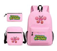 Anjinguang My Singing Monsters Sac à dos 3 pièces avec impression 3D pour étudiants, adolescents, cadeaux de Noël et d'anniversaire, Type 2, Taille unique, Ensemble cartable