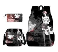 Anjinguang Osaki Nana Sac à dos 3 pièces Komatsu Nana Sac d'école imprimé 3D avec sac à bandoulière et sac de papeterie 3 en 1 Sac à dos de voyage décontracté, Type 4, Taille unique, Ensemble cartable