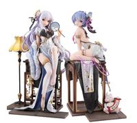 Anjinguang Rem & Emilia Lot de 2 figurines de dessin animé en PVC à collectionner - 23 cm - Jolie robe Ver Action Figure - Cadeaux créatifs pour les fans d'anime - Décorative, ludique