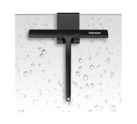 Anjinwiper Raclette de Douche en Silicone avec Support pour Verre, Miroir, carrelage - 22 cm - Noir
