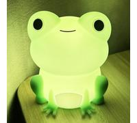 ANJOGIFT Veilleuse LED en forme de grenouille mignonne avec contrôle tactile en silicone souple, luminosité réglable, lumière chaude non vacillante, rechargeable par USB de type C, fonction de