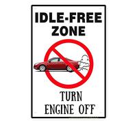ANJOOY Plaque de cour personnalisée - « Idle Free Zone Turn Off Engine » - En métal - Pour intérieur ou extérieur - Pour la maison et le travail