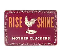 Anjooy Plaque en métal avec inscription « Mère Cluckers » - Facile à accrocher - Anti-éblouissement - Convient pour les cafés, restaurants, hôtels, fermes, portes de jardin - Décoration murale (20,3 x 30,5 cm)