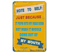 ANJOOY Plaque vintage en étain « Note to Self Just Because My Mouth » pour cafés, restaurants, hôtels, bars, fermes, portail de jardin (20,3 x 30,5 cm)