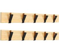 Anjuer Cintre, montage mural, 5 crochets rétractables, charge de 20 kg, planche en bambou, crochets noirs