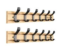 Anjuer Cintre porte-vêtements 6 crochets actifs Charge 20 kg Crochet porte-chapeaux en bambou