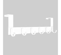 Anjuer Crochet de porte robuste pour manteau, serviette, peignoir, 6 crochets en aluminium brossé (blanc)
