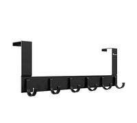 Anjuer - Crochet de porte - Support organiseur - En aluminium - Pour cuisine et salle de bain - 6 crochets à suspendre au-dessus de la porte - Noir