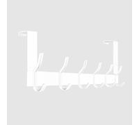 Anjuer Porte-manteau de porte avec 6 crochets, crochet de porte, pour la salle de bain, porte-manteau, moderne, couleur blanche