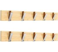 Anjuer Porte-manteaux mural 5 crochets robustes en bambou argenté