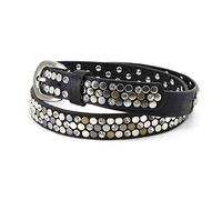 AnJuHoPa Vintage Style Belt Fashionable Sporty Women Girl Leather belt Rhinestone rivets or Crystal Design Black2.3-70cm