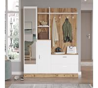 Concept Usine Meuble d'entrée Anka Scandinave Bois naturel & blanc 2 tiroirs, 2 étagères