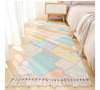 Ankah Tapis de couloir texturé vintage à pompons, lavable, fait à la main et réversible pour salon, entrée, couloir, 0,6 x 1,8 m, montagne