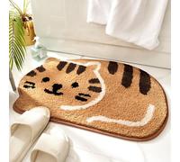 Ankah Tapis de Douche, Baignoire, Tapis de Salle de Bain, antidérapant, Absorbant, Doux pour Salle de Bain, Design Adorable Tapis de Bain à Motif Image de Chat, Tapis de Porte Sec, 45,7 x 66 cm, Kaki