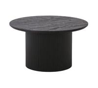 ANKARA - Table basse Ronde 80cm Pieds Relief MDF Effet bois foncé -