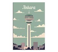 Ankara Turquie Tour d'Atakule Poster de voyage vintage sur toile pour décoration de la maison ou de la chambre