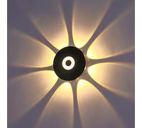 ANKBOY Exterieur Applique Murale LED Bains Aluminium Noir Lampe Murale Moderne Etanche IP66 Blanc Chaud 3000K Luminaire Interieur Terrasse Forme Ronde pour Cour Balcon Patio Porche Jardin,8 flame