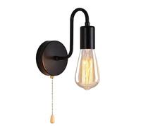 ANKBOY Rétro Applique Murale Avec Interrupteur Tirette Douille E27 Lampe Mural Industrielle Vintage Style Noir Luminaire Appliques Interieur Salle de Restaurants Chambre Cuisine