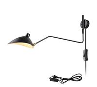 ANKBOY Tête Réglable Applique Murale Articulé Lampe Murale Rétro Fer Forgé Noir Industriel Eclairage Mural Intérieur E27 avec Interrupteur et Prise Angle Réglable Lampes Chevet,65 * 40cm