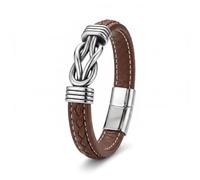 ankbrats Bracelet en cuir pour homme avec fermoir en acier avec nœud infini, cadeau d'anniversaire, de Noël, pour fils, petit-fils, papa, mari, petit ami, frère, neveu, One Size, Cuir, Pas de pierre