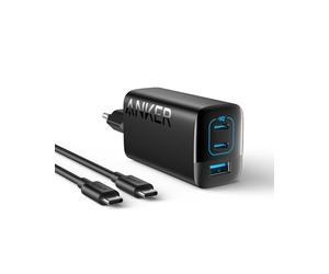 Anker 335 Chargeur USB C 67 W, Bloc d'alimentation Haute Performance avec PIQ 3.0, Chargeur Rapide 3 Ports, PD pour iPhone 16/15/14, MacBook Pro, iPad, Galaxy, Pixel et Autres (câble USB C)