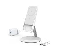 Anker 633 MagGo Chargeur magnétique sans fil 2 en 1, station de charge sans fil, chargeur amovible, compatible uniquement avec iPhone 14/14 Pro/14 Pro Max/13/13 Pro Max/12 et AirPods Pro 2 (Dolomites)