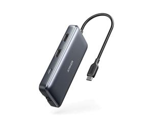 Anker A8380 Dock USB-C 3.2 Gen 1: 2x USB-A, 1x USB-C, 2x HDMI, RJ-45, Lecteur SD/MicroSD, Power Delivery 100W, Compatible Windows/macOS/Linux