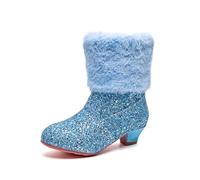 Anker Bottes d'hiver chaudes en tricot pour petite cheville confortable avec poignée supérieure pour femme, bleu, 30 EU