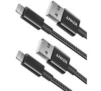 Anker Câble Lightning Premium en nylon, certifié MFi pour charger iPhone, iPhone 14/14 Plus/14 Pro Max/14 Plus/14 Plus/13/12, iPad Pro Air [Pack de 2] (1m)