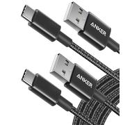 Anker Câble USB C, lot de 2 Cables de Charge USB-A vers USB-C, 331 usb c vers USB 2.0 Double Tressé, en Nylon de Type C, pour iPhone 16/16 Plus/16 Pro/16 ProMax Samsung Galaxy S10+, LG V30(3m, Noir)