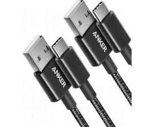 Anker Câble USB C, lot de 2 Cables de Charge USB-A vers USB-C, 331 usb c vers USB 2.0 Double Tressé, en Nylon de Type C, pour iPhone 17/17 Plus/17 Pro/17 ProMax Samsung Galaxy S10+, LG V30(0,9m, Noir)