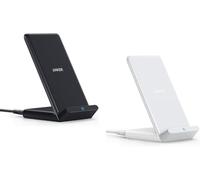 Anker Chargeur Induction iPhone PowerWave Stand 10W - Pack de 2 (Noir + Blanc), Chargeur sans Fil Rapide Certifié Qi pour Samsung Galaxy S9, Compatible iPhone 17/16 Pro Plus et Mate 20, 5W Standard