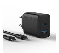 Anker Chargeur mural rapide 20 W avec 2 ports et charge USB-C pour iPhone 15, iPhone 15 Plus, iPhone 15 Pro, iPhone 15 Pro Max et iPad et plus (câble USB-C 1,5 m inclus)