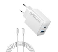 Chargeur Anker 20 W (iPhone/iPad, USB-C, câble 1,5 m) Blanc